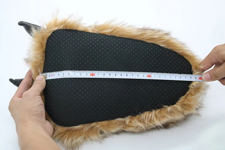 Kreative schwarze Bärentatze-Schuhe für Männer und Frauen, vier Krallen, Fellrutschen, flauschige Slip-on-Baumwollschuhe, männliche Tierfell-Hausschuhe – Detail 33