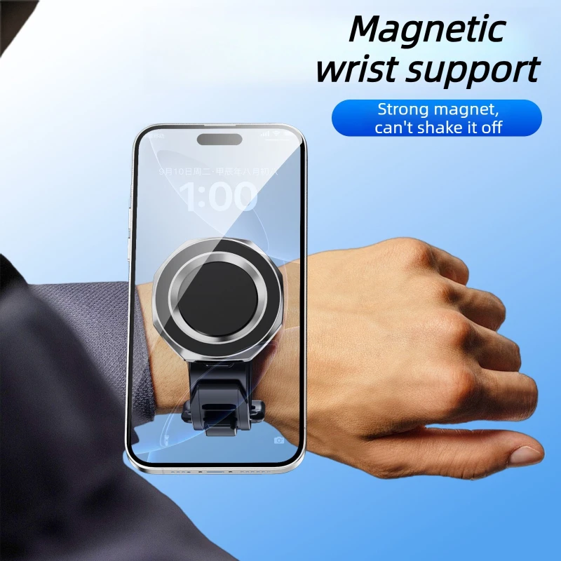 Magnetic Fitness Phone Holder with Adjustable Mount and Wrist Strap