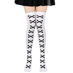 Spooky Halloween Blood Bat & Spider Web Festival Socks - One Size (White Black Bone)