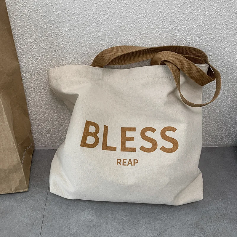 

Canvas bag for women 2022 new trendy student packing books for class ins Korean style portable shoulder canvas bag large capacit