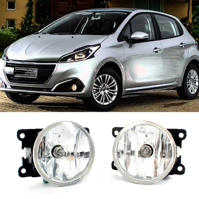 

1Pair Car Front Bumper Fog Lights Driving Lamp With Bulb 9675450980 For Peugeot 208 2012-2019 Accessories Kits