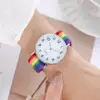 Rainbow color ultra-thin canvas strap 12 digital watch 4