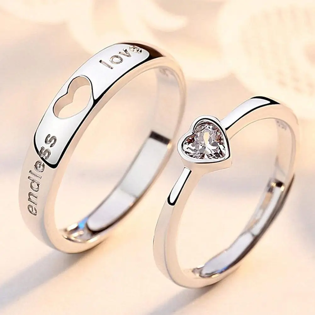 Stainless Steel Couple Adjustable Engagement Wedding Jewelry For Women Men Romantic Promise Anniversary Gift