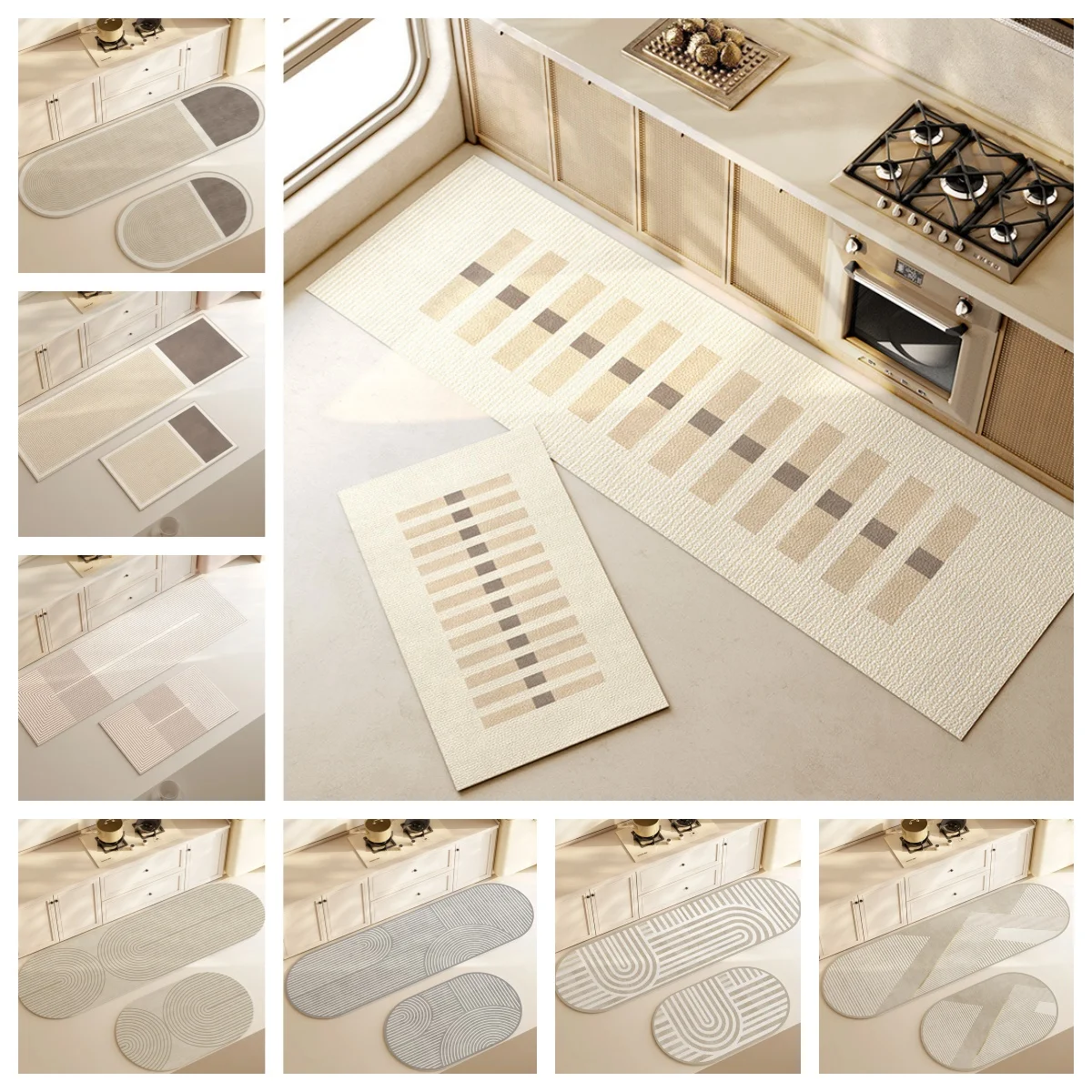 VIKAMA Modern Light luxury kitchen floor mat Entry door washless door mat Waterproof household non-slip and dirty foot RUG floor mat
