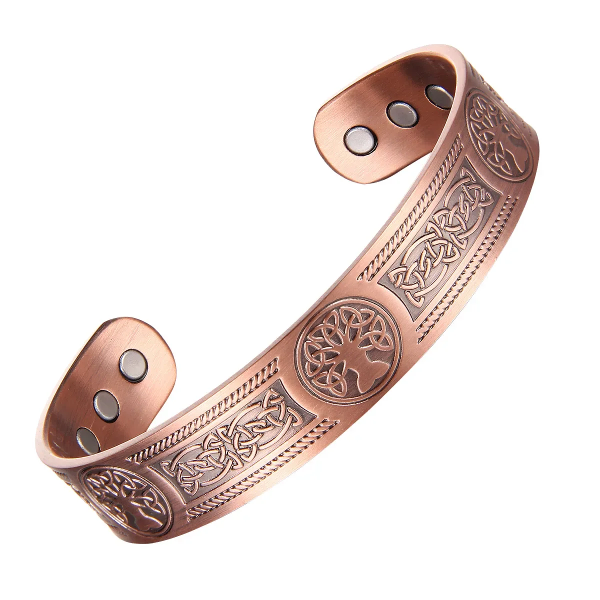 Мідний браслет для жінок, чоловіків, магнітний браслет з ультраміцними магнітами Gauss 3500, 99,99% суцільна чиста мідь, регульована манжета