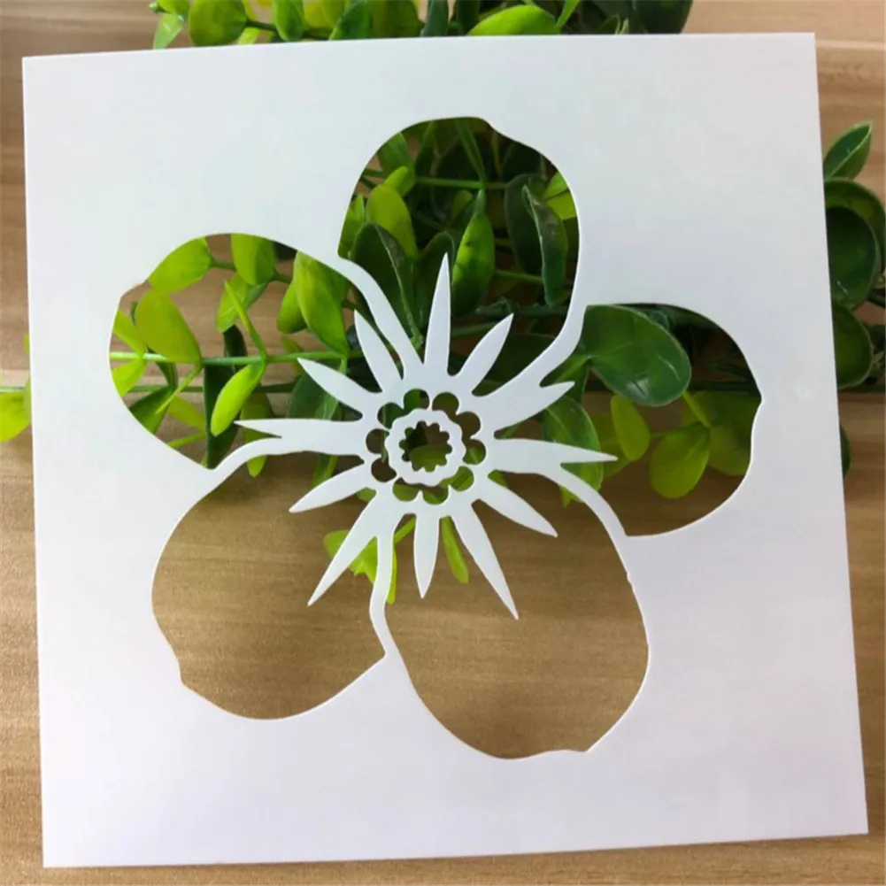 13*13cm Flower Series Painting Template Dairy Journal Album DIY Graffiti Decorative Embossing Coloring Cutout Paper Mold Card