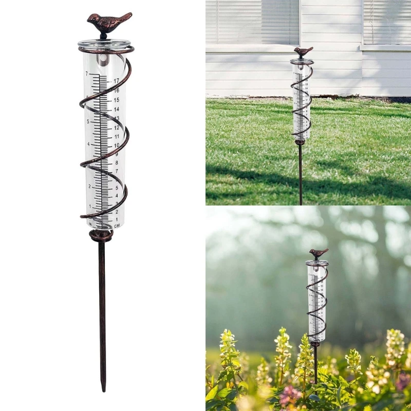 

Rust Resistant Iron Art Rain Gauge Decoration Water Rainfall Catcher Measurement for Patios Lawn Yard Outdoor Waterproof