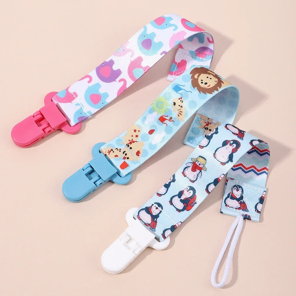 1pcs Fixed Button Baby Cartoon Pacifier Clips Chains Ribbon Soother Chains Anti-drop Buckle Strap For Pacifier Baby Feeding Gift pacifier chain