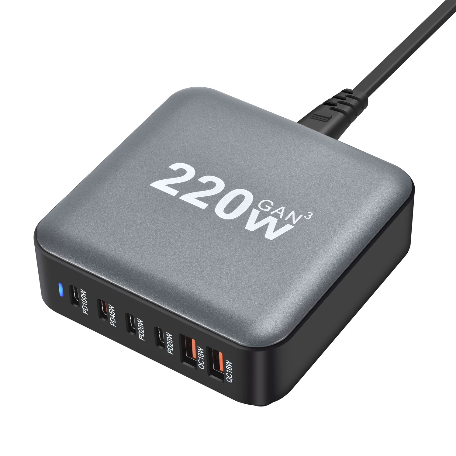 

Настольное зарядное устройство GaN с 6 USB-портами, 220 Вт
