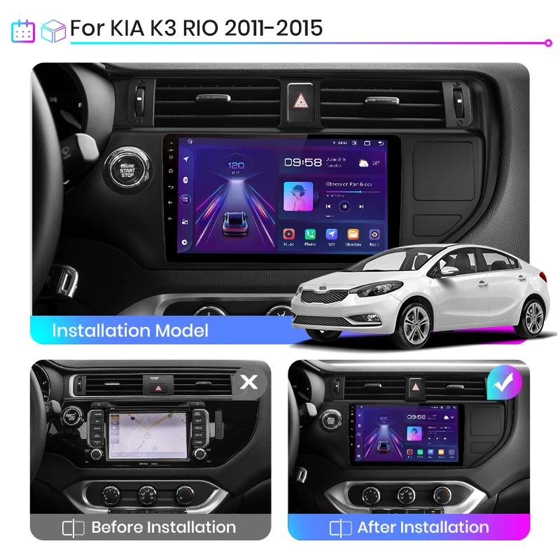 Junsun V1 AI Voice Wireless CarPlay Android Auto Radio for KIA K3 RIO 2011 2012 2013-2015 4G Car Multimedia GPS 2din autoradio