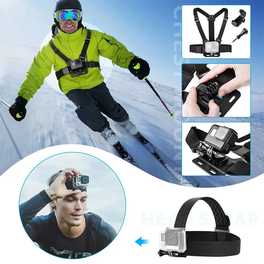 Set B du kit d'accessoires Gopro Hero 12 : adaptateurs et vis pour montage sur trépied ou guidon.