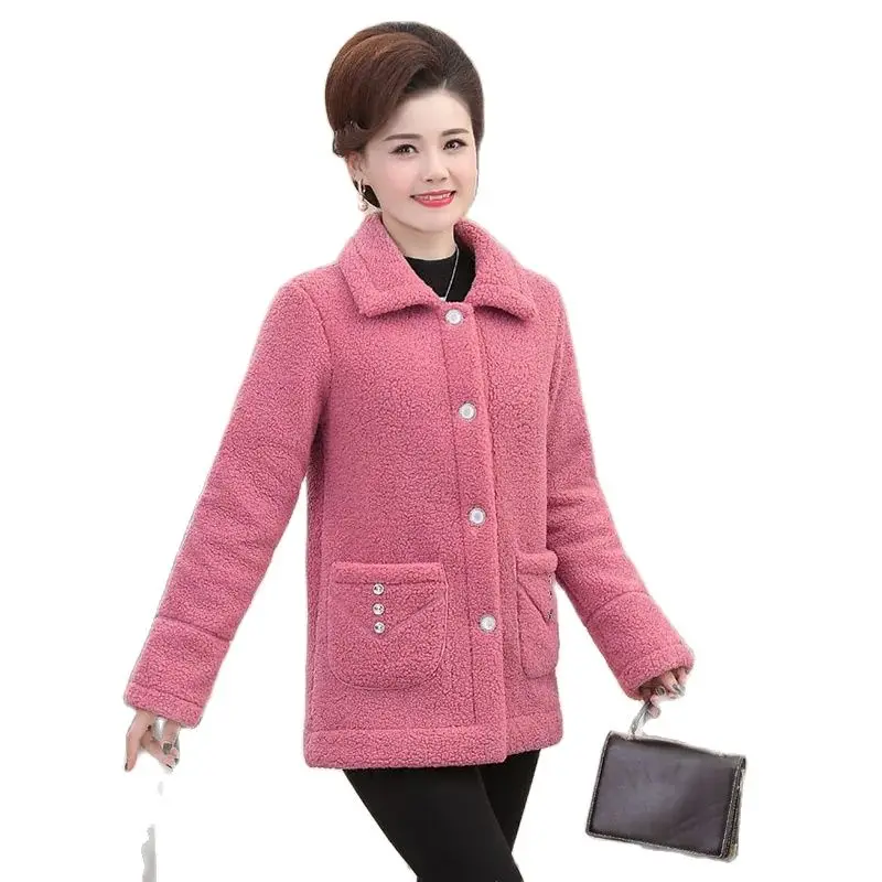 

Middle-aged Mothers Keep Warm And Fashionable Lambswool Thick Coat Women's 2023 Autumn And Winter New Loose Women's Casual Coat.