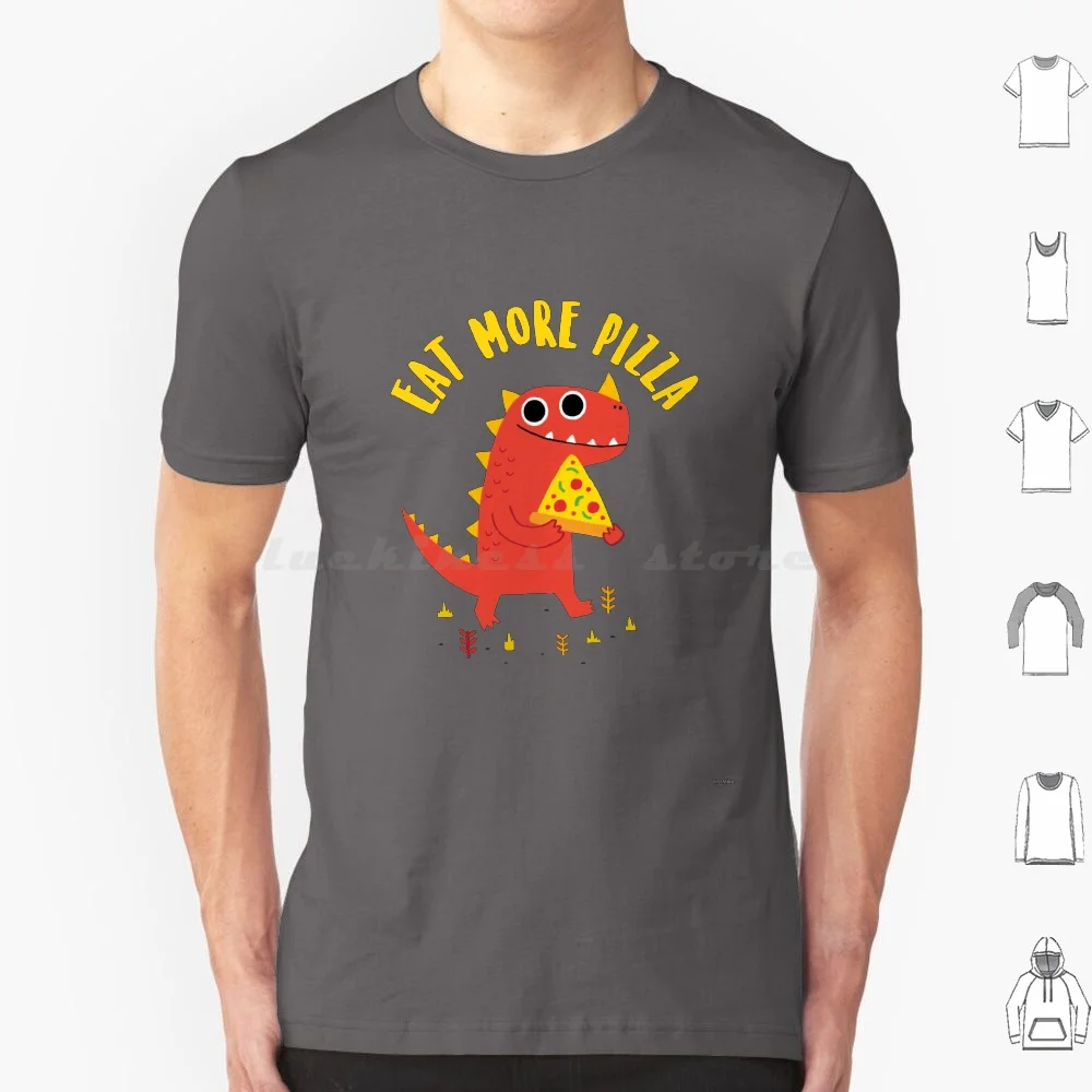Pizzasaurus T Shirt Big Size 100% Cotone Dinosauro Dinosauri Trex Pizza Cibo Mostro Umorismo Simpatico Personaggio Divertente