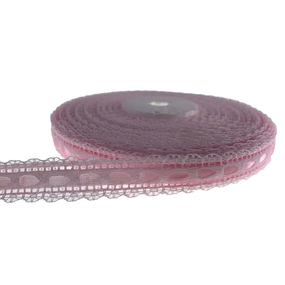 Satin Ribbons 1 Roll 20Yards 1/2" White Lace Pink For Packing Craft Party Wedding Scrapbooking 1.2cm Bow