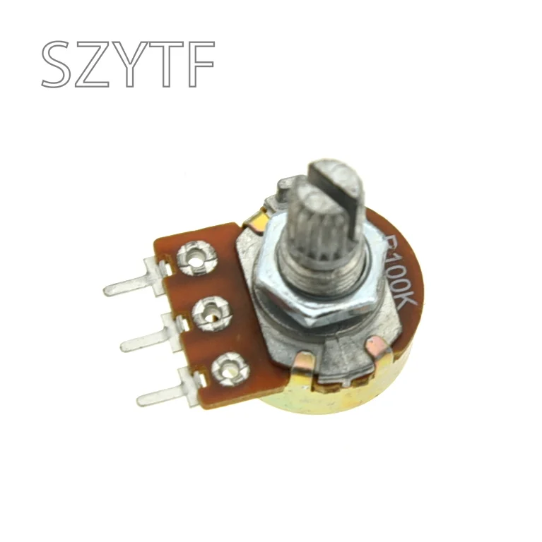 10pcs WH148 Carbon film Potentiometer 15mm Shaft Amplifier Dual Stereo potentiometer 3Pin 1K 2K 5K 10K 20K 50K 100K 500K 1M Ohm