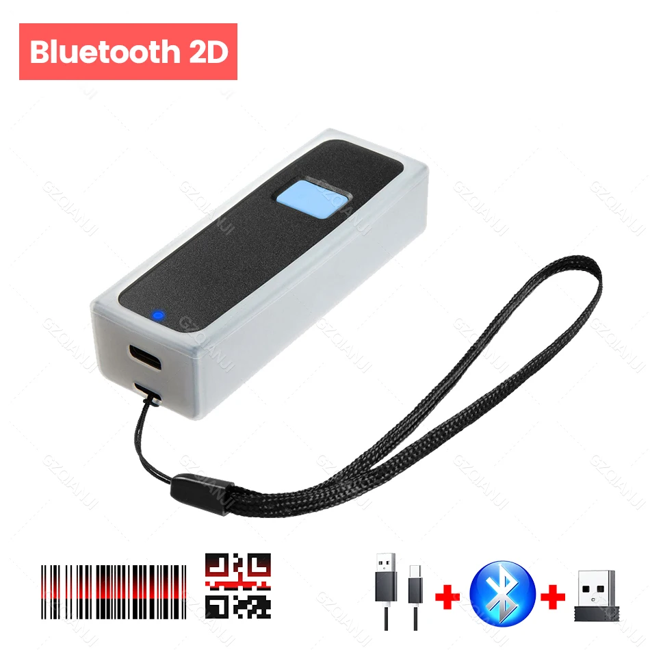 Mini Scanner de codes-barres Bluetooth 2D 3 en 1, connexion sans fil USB 2.4G, lecteur d'images QR PDF417, balayage d'écran matriciel de données