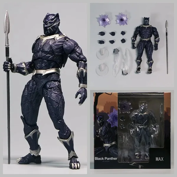 thumbnail image 1 of Figura de acción increíble Yamaguchi Black Panther, modelo de colección Kaiyodo Revoltech #030 Marvel T Challa, estatuilla móvil, juguetes, 15cm1404, 1 of 5