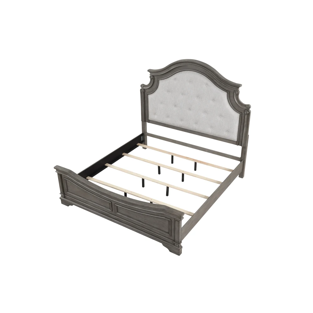 5-Piece Rustic Gray Wood Queen Bedroom Set - Traditional Style 3