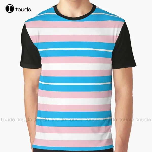 

Trans Flag (Thick Stripes) Graphic T-Shirt Custom Aldult Teen Unisex Digital Printing Tee Shirts Christmas Gift Xs-5Xl Tshirt