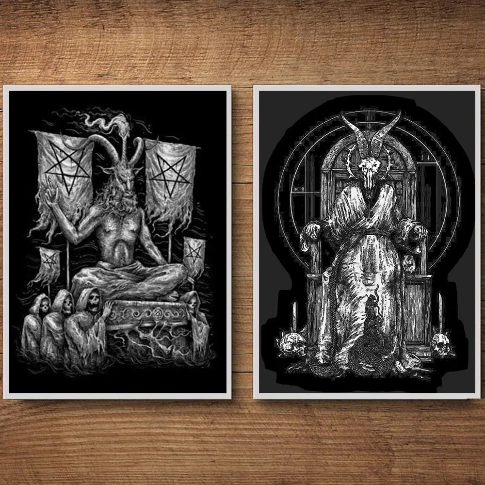 Dark Academia Art Baphomet Sheep Headed Demon Poster Prints For