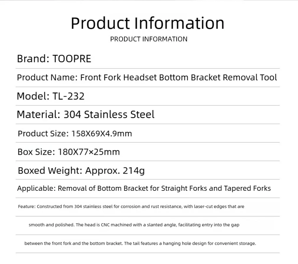 TOOPRE Fahrrad-Vordergabel-Headset-Basis-Entfernungswerkzeug für 1-1/2 Zoll und 1-1/8 Zoll Gabeln, Fahrrad-Headset-Kronenring-Entferner-Schlüssel Zubehör – Detail 2