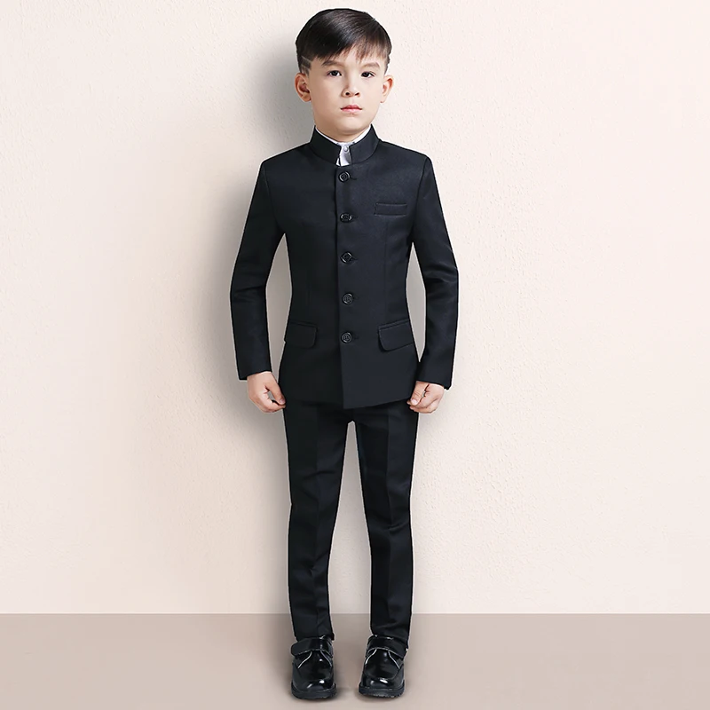 Kids Suit Boys For Wedding Suit Style Children Formal Mandarin Collar High Quality Fashion Plus Size 3-8 9 10 12 14