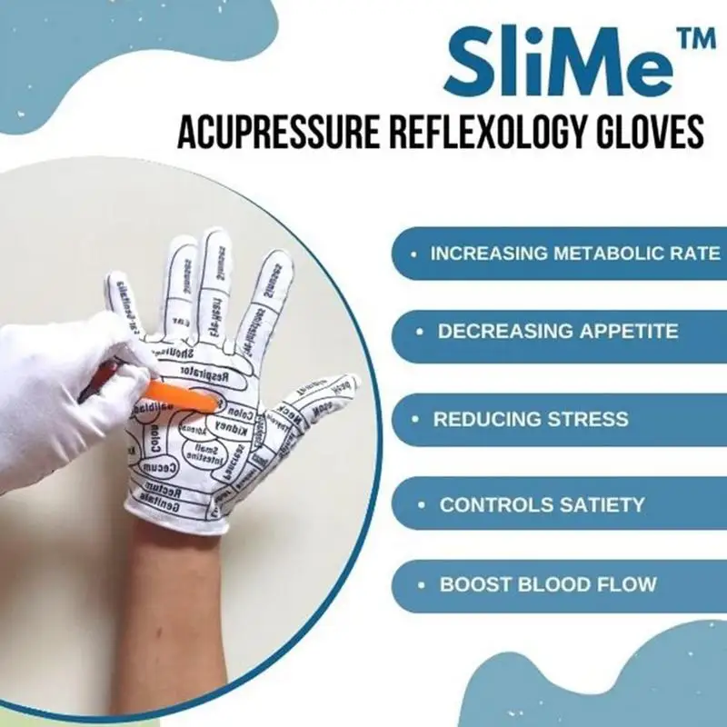 Reflexology Massage Gloves with Acupressure Chart