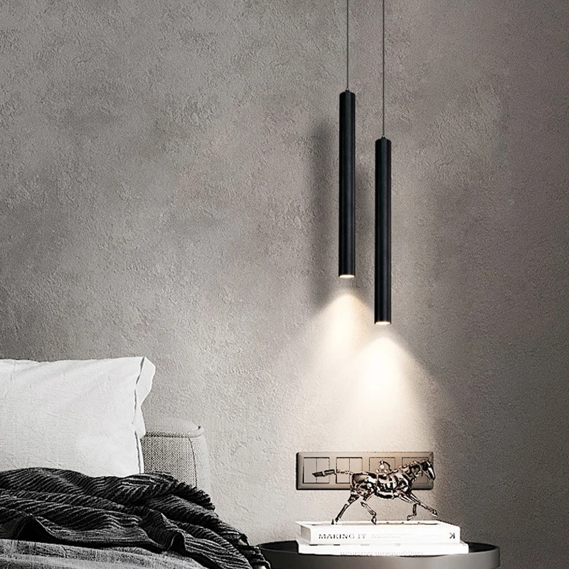 Modern Nordic LED Pendant Lamp, Double Head Pendant Light, Lâmpada de jantar pendurada, Decoração de tubulação, Lustre de linha cilíndrica, 2m