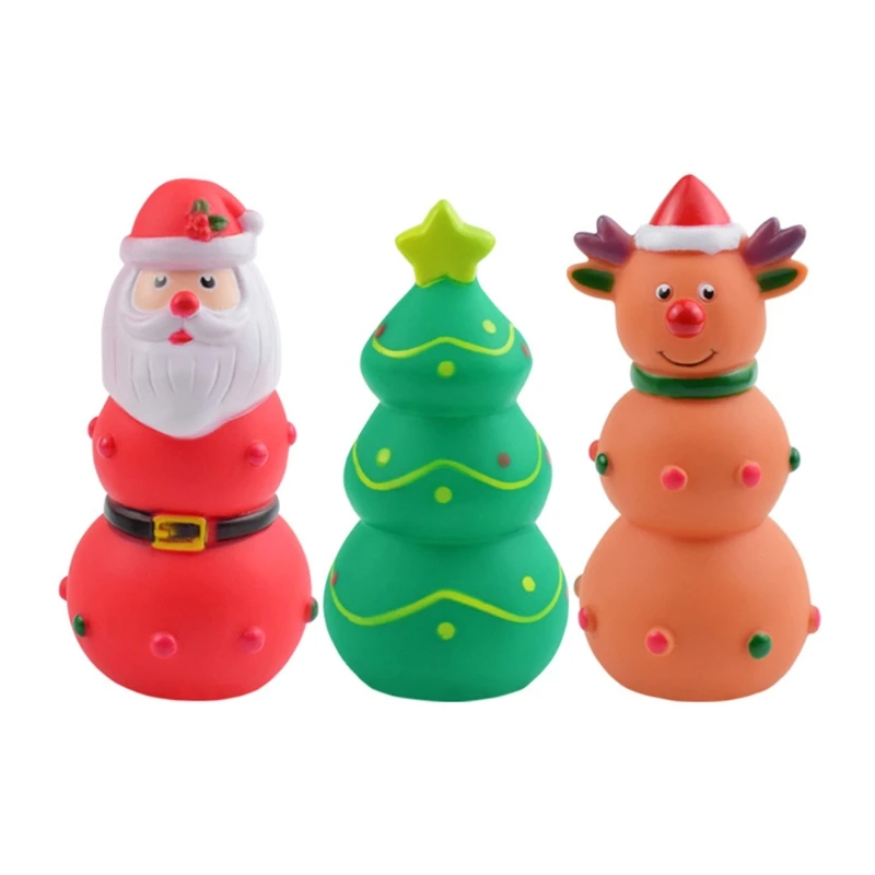 

Dog Interactive Toy Bright Color Chew Squeak Christmas Gift for Small & Dogs for Play Santa/Elk/Tree