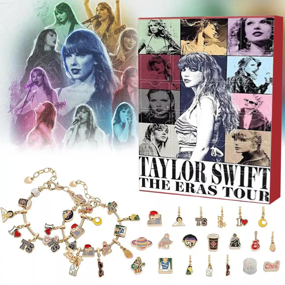 Taylor-Swift Bracelet Charm Advents Calendar Collectible Bracelet Charm Present Box For Men Women Christmas Gifts Advent Calenda christmas advent calendar