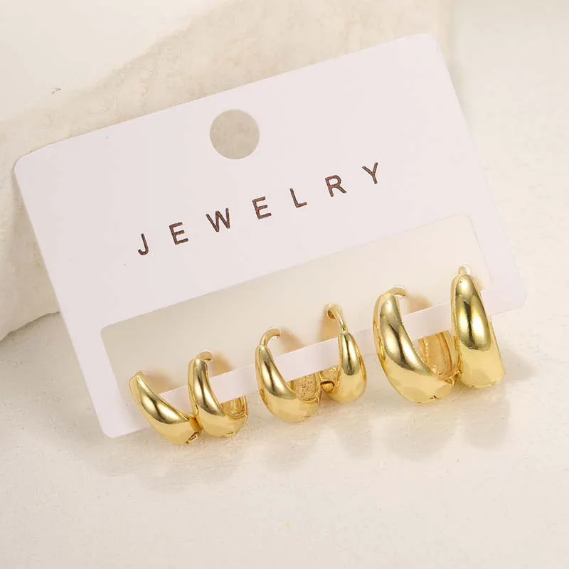 6Pcs New Minimalist Copper Metal hoop earrings Women Simple Circle Men's Small Earrings Punk Unisex Rock Piercing Jewelry