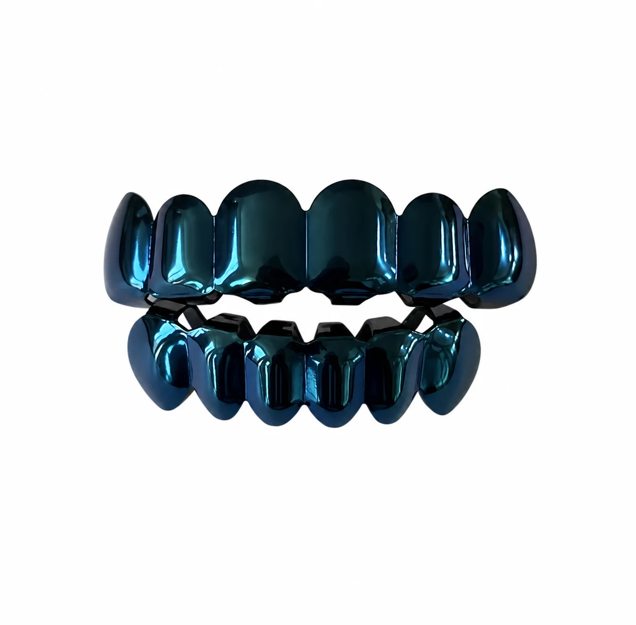 JINAO Hip Hop 6-8 Teeth Smooth Surface Drak Blue Color Grillz Set Men Women Top & Bottom Shiny Grill Punk Rapper Christmas