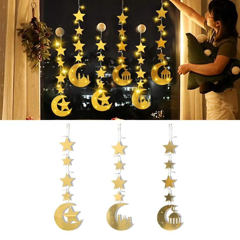 Guirlande lumineuse LED du Ramadan EID Mubarak, 2023, étoile et lune, pour  fête d'halloween, décorations de Festival pour la maison - AliExpress