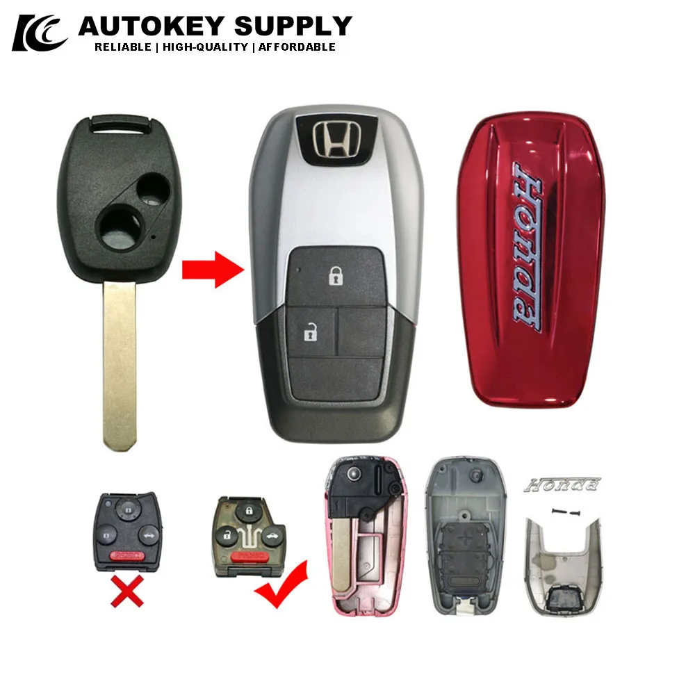 

ForHonda Modified Folding Key Shell 2 Buttons With Logo (Red) Autokeysupply AKHDF317