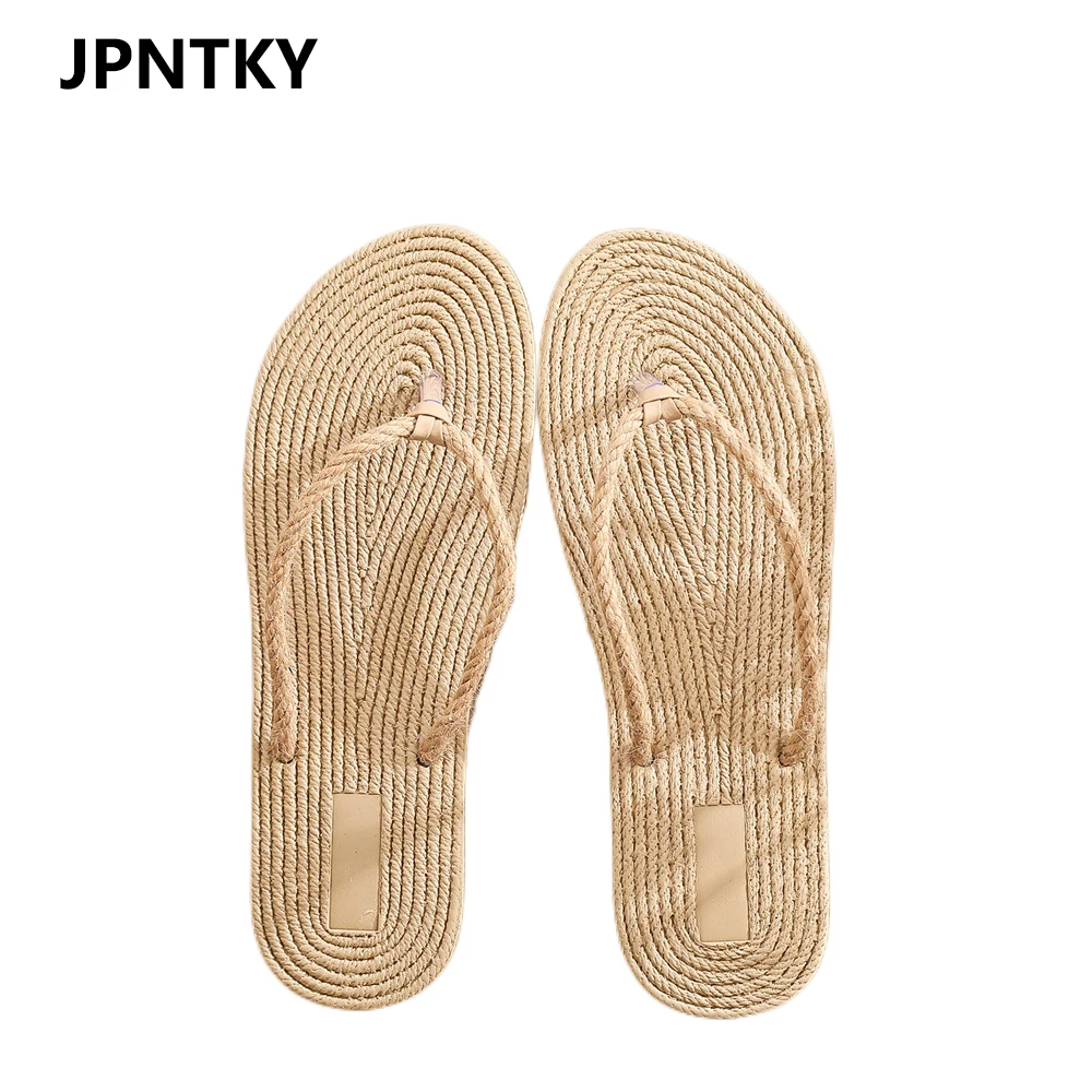 Beach Sandals Bamboo Sole Flip Flops Leozcaa Women's Bamboo Flip Flop Non  Slip Lightweight Indoor Summer