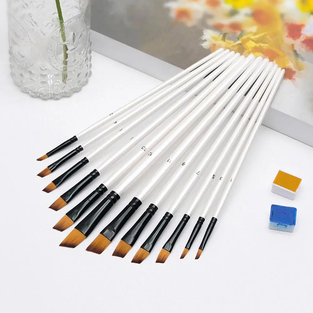 

12Pcs Painting Brush Soft Bristles Wooden Handle Drawing Brush Set for Acrylic Watercolor Oil Painting