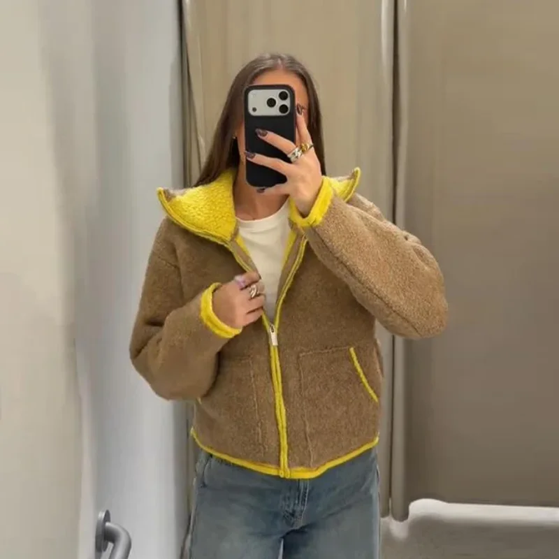 2026 Spring New Contrast Knitted Cardigan Jackets For Women Elegant Long Sleeve Pockets Zipper Sweater Street Lady Chic Outwear 33 Sbc41dcd20ddf4d23a24ff6c190138030W