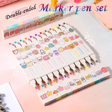 

Beautifully Boxed Highlighter Gifts Cute Double Head Markers Pen for School Art Supplies Set Color Eye Protection Markers