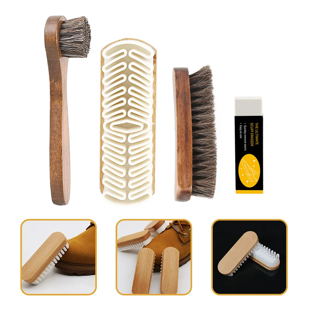 

1 Set Horsehair Shoes Brushes Care Clean Daubers Applicators Shoe Brushes Polishing for Shoes Care