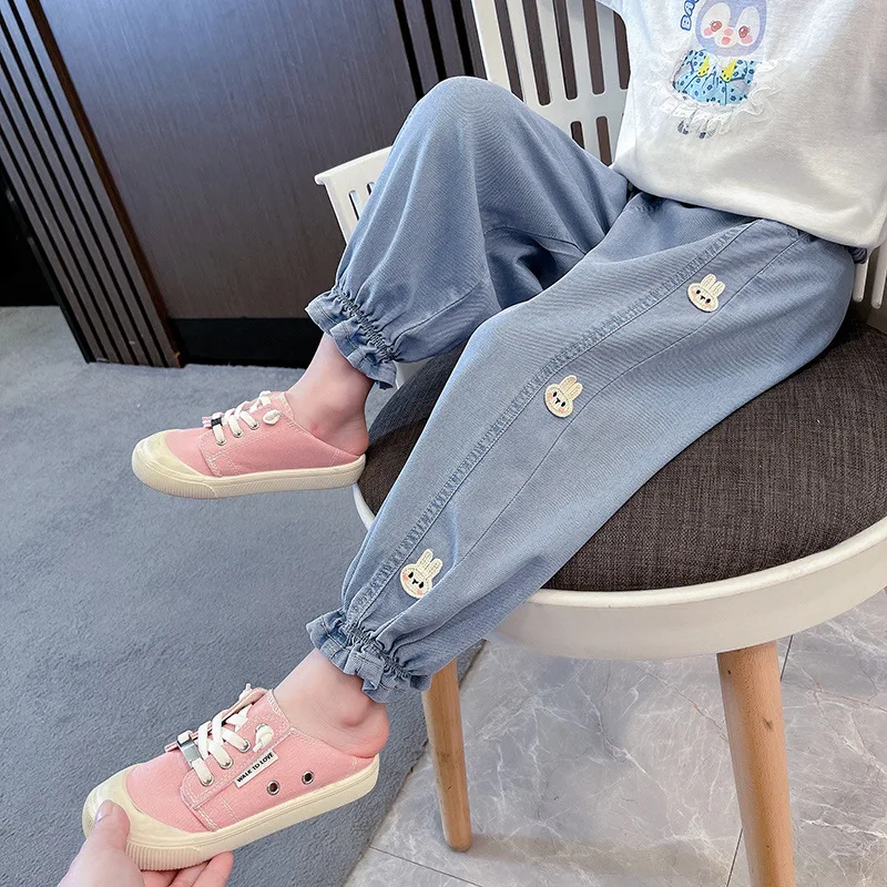 

Girls' Pants Summer 2023 New Baby Girls' Anti Mosquito Pants Summer Korean Children's Clothing Summer Lyocell Jeans