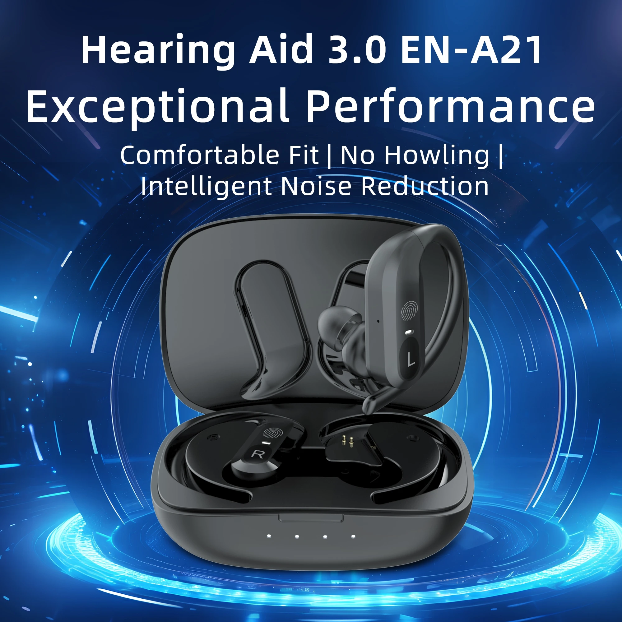 BTE Wireless hearing aids headphones rechargeable for the deaf severe hearing loss sound amplifier