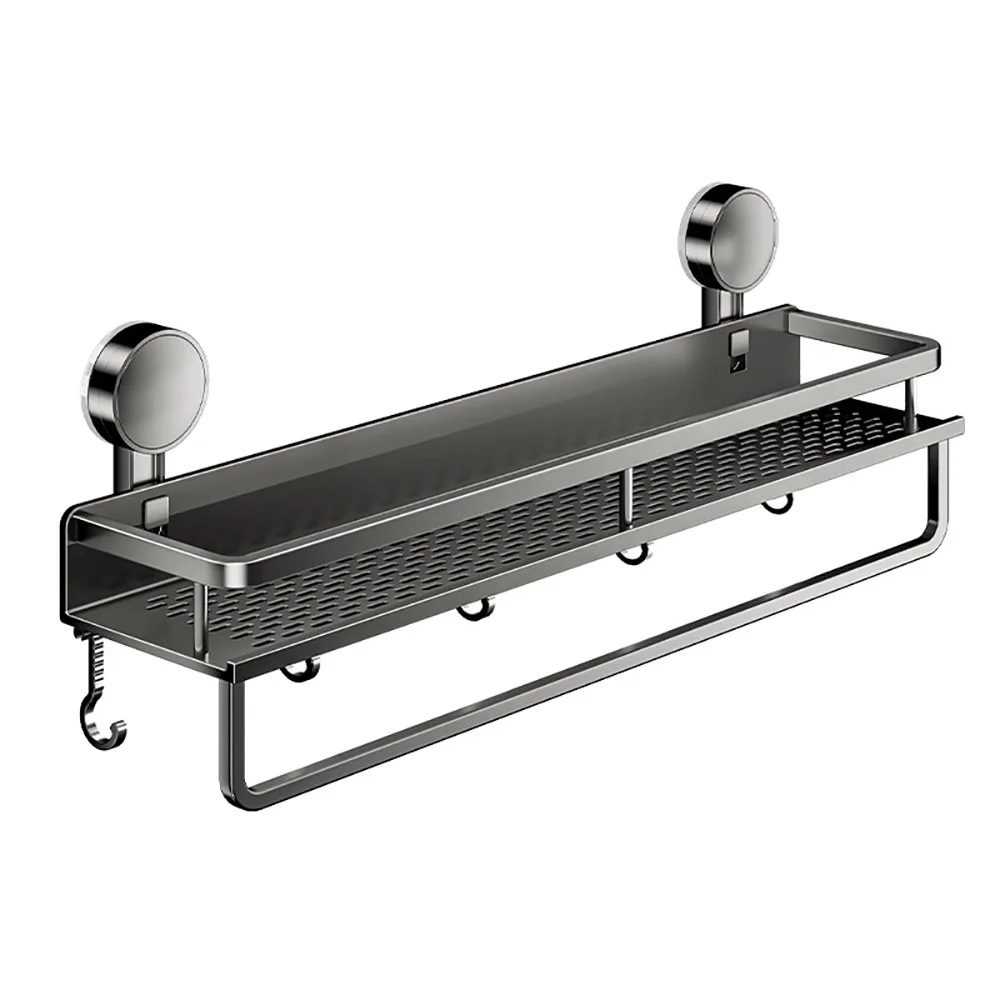 Bathroom Suction Cup Storage Rack Wall Mounted Bathroom Non Perforated Storage Rack Made Of Iron 6