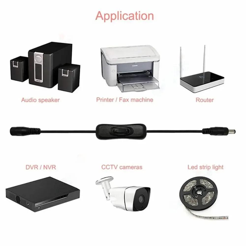 DC/USB 램프 팬 전원 공급 장치 라인 어댑터용 남성-여성 ON/OFF 케이블 연장 라인이 있는 DC/USB 전송 케이블