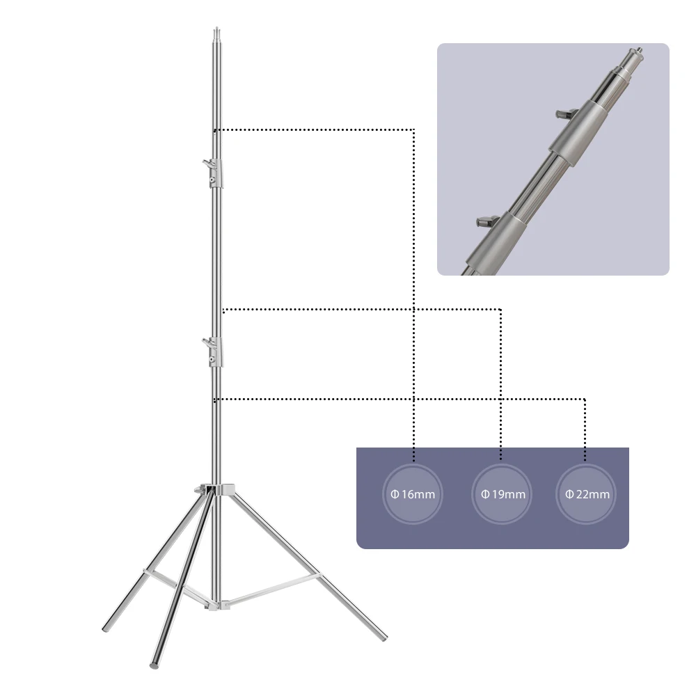 Stainless Steel Tripod 2.8m Heavy Duty Light Stand With 1/4, 3/8 Conversion Head for Studio Softbox Photographic Equipment