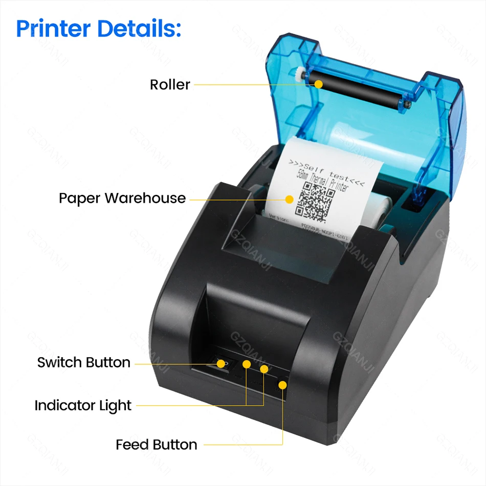 58MM 열 영수증 빌 POS 프린터 메이커 인쇄 지원, 레스토랑 판매 주방 USB 계산원 종이 impressora portatil