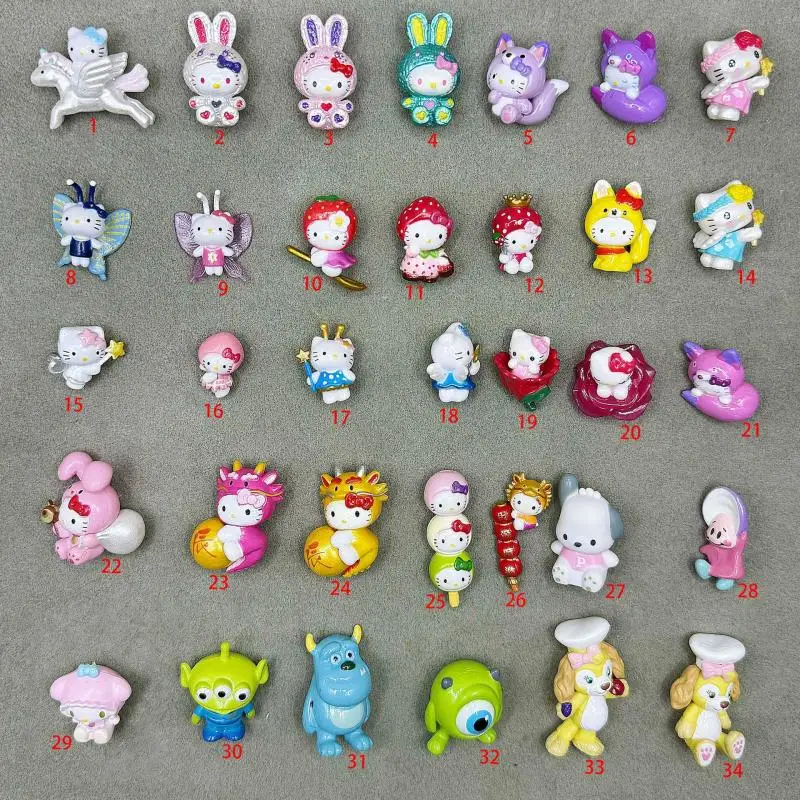 Miniso Anime Hello Kitty Cute Cartoon Doll Phone Case Diy Patch Material Woman Accessories Pen Head Decoration Hole Decoration