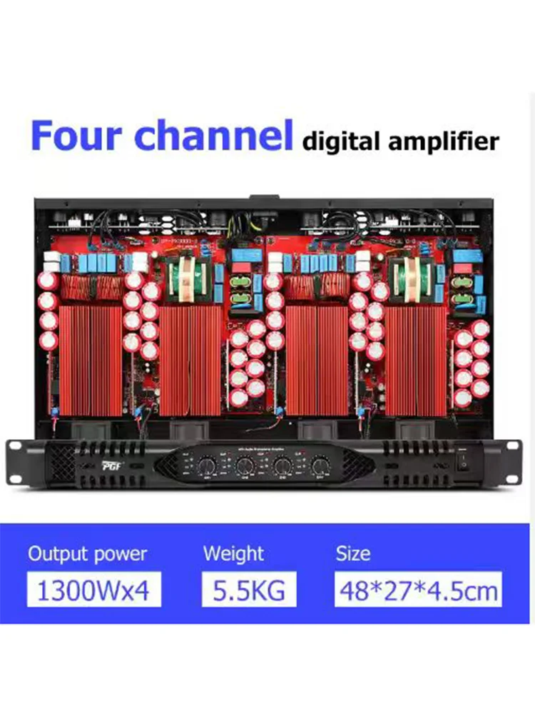 전문가용 4채널 클래스 D 1300W 파워 앰프 1U 디지털 앰프 KTV 클럽 파티 스테레오 사운드 시스템 오디오 파워 앰프