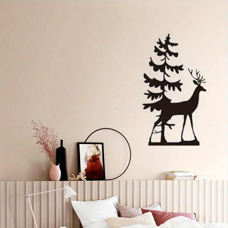 

Squirrel and Elk Pattern Wall Hanging Picture Metal Craft Product Outdoor Garden home Decoration Indoor Living Room Decor wall