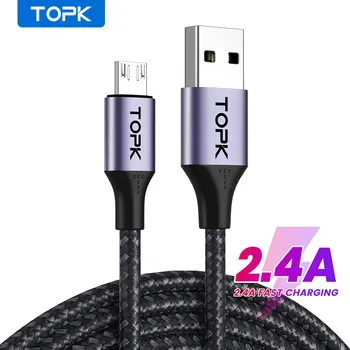 TOPK 3A Micro USB Type C Phone Charger Charging Cable Quick Charge Mobile Phone Cables Wire for Xiaomi Redmi Note 10 9 8