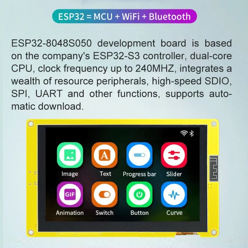 ESP32-S3 IPS Ʈ ÷, 5 ġ TFT, Arduino LVGL ESP32 HMI, 8M PSRAM, 16M ÷, Wi-Fi  , 800x480 RGB LCD,  